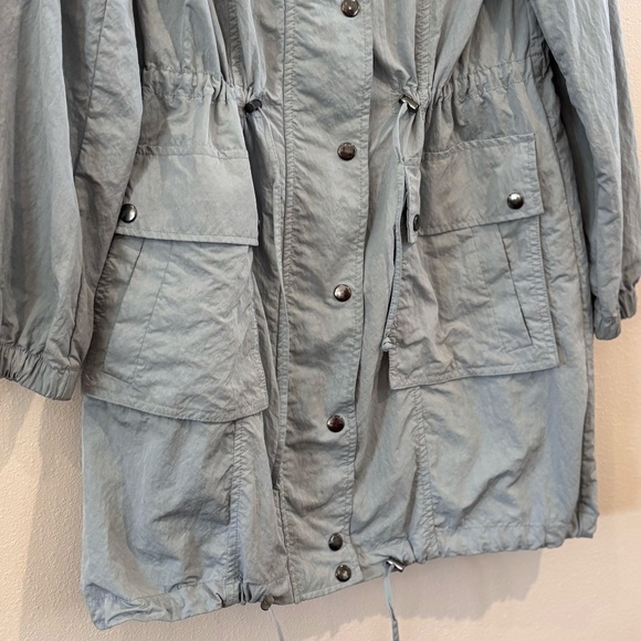 Banana Republic Women's SZ S Trench Coat Jacket Adjustable Waist Light Green - Picture 4 of 14